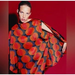 ZARA VOLUMINOUS PRINTED DRESS MULTICOLORED